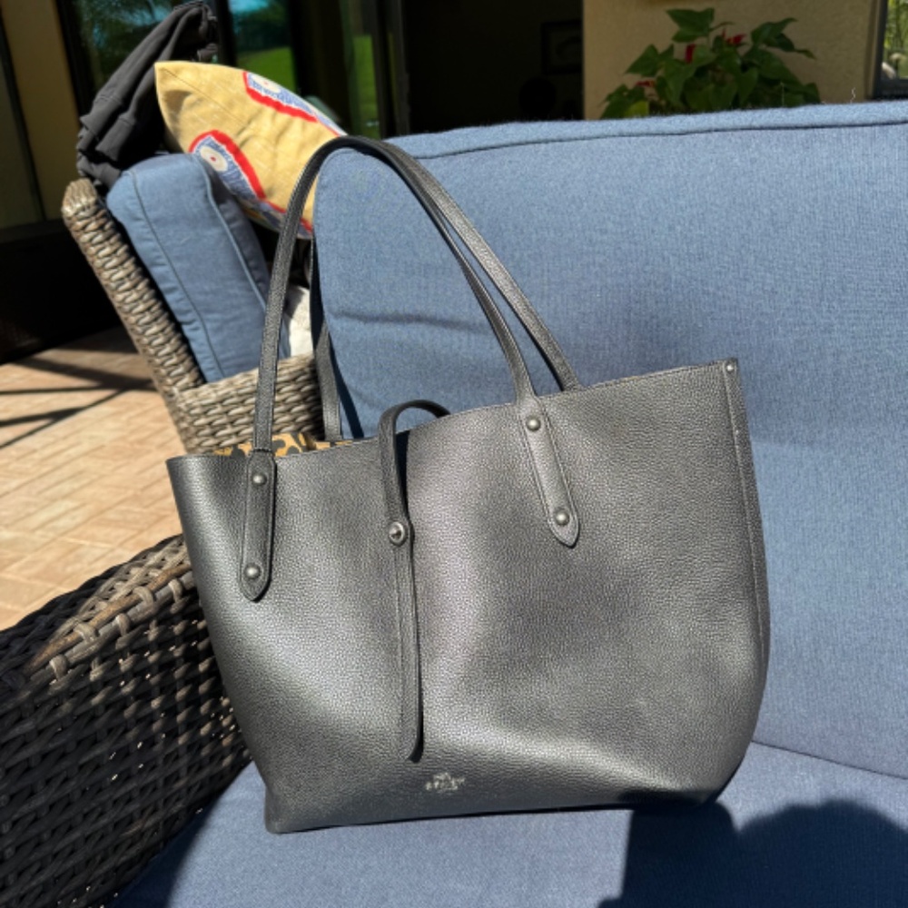 Coach Market Tote with Leopard Inside - Picture 2 of 6